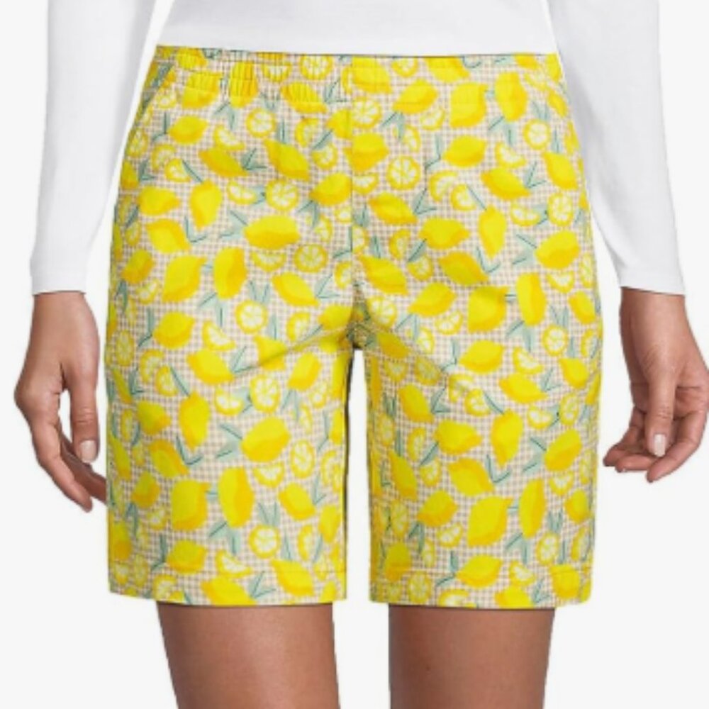 Lands' End Yellow Lemon Patterned Shorts NWOT!